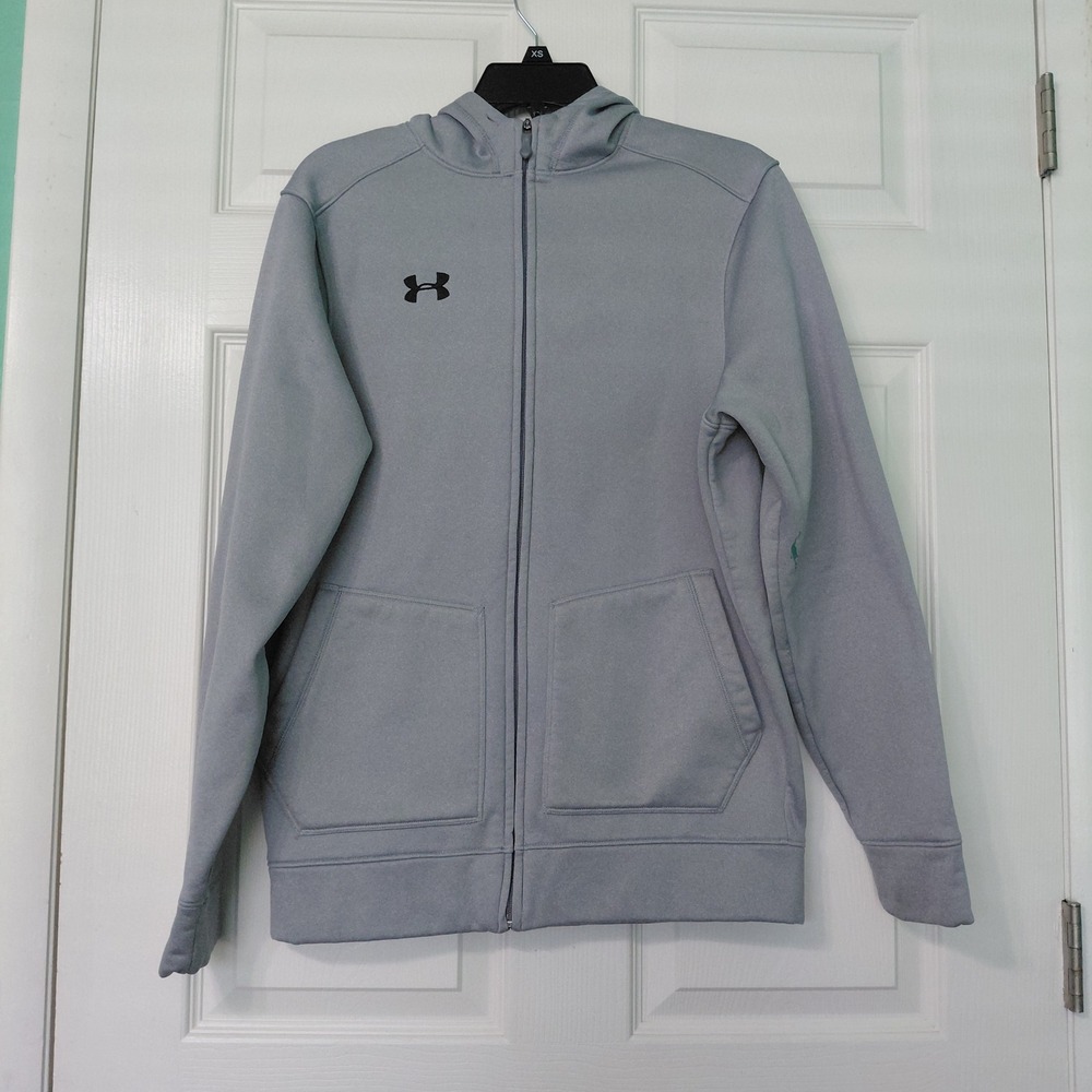 Under Armour Mens Grey Full Zip Fleece Hoodie Loose Fit Sweatshirt Small